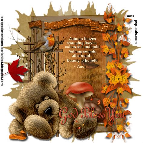 Autumn God Bless You Autumn Leaves Fall Autumn Quote Graphic Fall