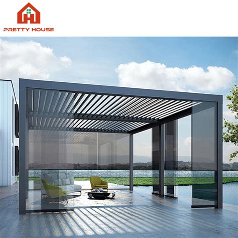 Aluminium Waterproof Bioclimatic Garden Madera De Aluminio Outdoor Automated Louvered Roof