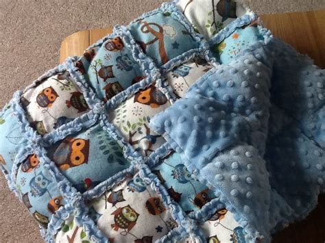 Baby Quilt Made From Flannel Brushed Cotton And Plush Minkey Fabric