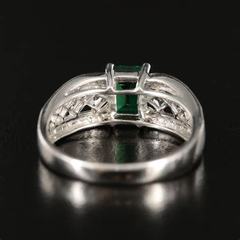 Sterling Emerald and White Sapphire Ring | EBTH