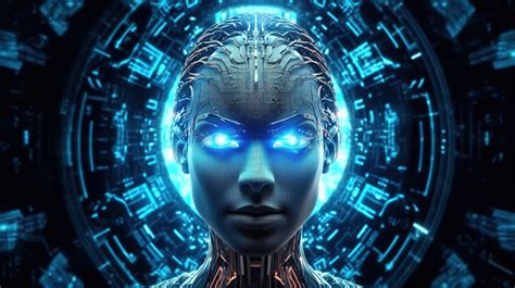 Cyborg Futuristic Holographic Technology Abstract Head In Usdc Crypto