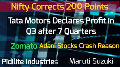 Nifty Falls 200 Points Tata Motor Q3 Result Maruti Suzuki Adani Stocks