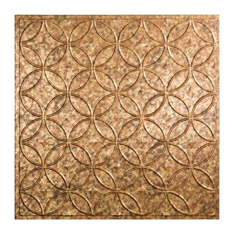 Fasade 2 Ft X 2 Ft Rings Cracked Copper Pvc Drop Ceiling Tile 5 Pack 20 Sq Ft Case In The