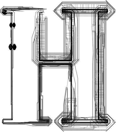 รูปตัวอักษรเทคโนโลยี H กรันจ์แปรงกราฟฟิค เวกเตอร์ Png กรันจ์ แปรง