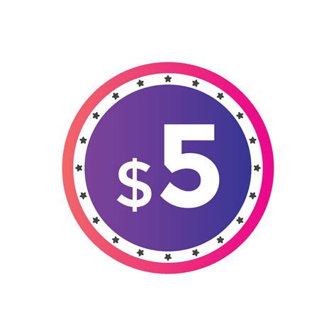 Etiqueta de precio de 5 dólares. Símbolo de precio de 5 dólares usd