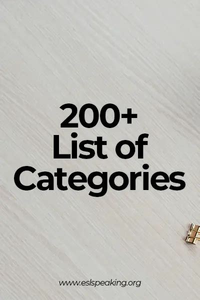 list  categories  types  categories