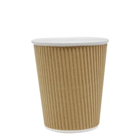 Karat 8oz Ripple Paper Hot Cups Kraft 80mm