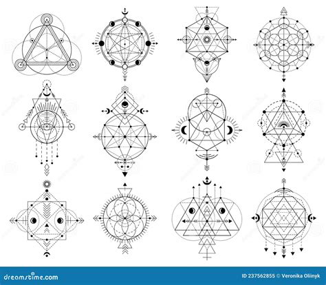 Figuras Sagradas De Geometría Abstractas Formas Lineales Místicas