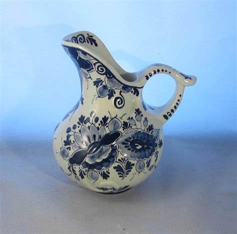 Vintage Delft Pottery Holland Pitcher Blue Ware Signed By Etsy