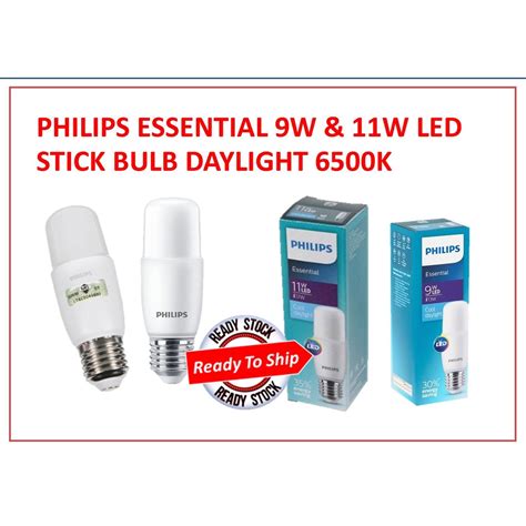 Philips Essential Led Stick Bulb 9w11w Daylight 6500kwarmwhite 3000k Shopee Malaysia