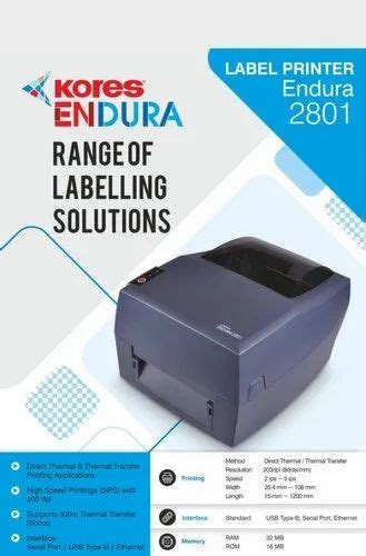 Kores Endura Barcode Label Printer Max Print Width Inches