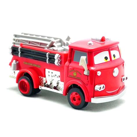 Disney Pixar Cars Red Firetruck Rescue Car Model 1:55 Fire Engine Metal ...