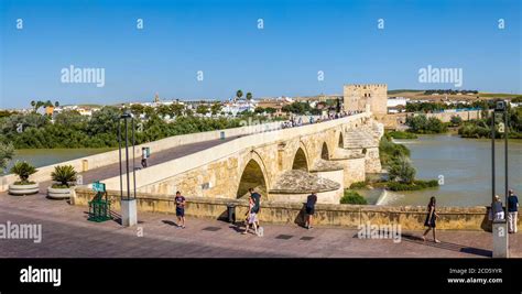 Roman bridge across Guadalquivir river, Cordoba, Andalusia, Spain Stock ...