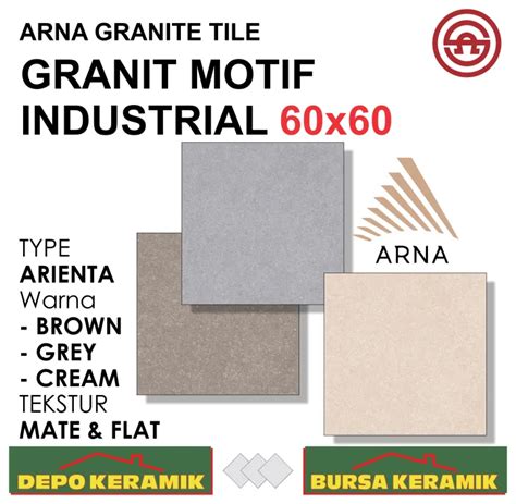 GRANIT MOTIF INDUSTRIAL 60x60 ARIENTA SERIES ARNA Matt Flat Lazada