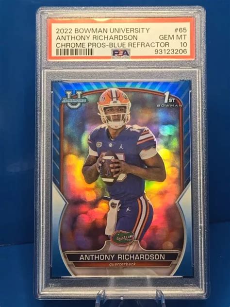 ANTHONY RICHARDSON 2022 Bowman U 1er réfracteur bleu Bowman 199 PSA 10