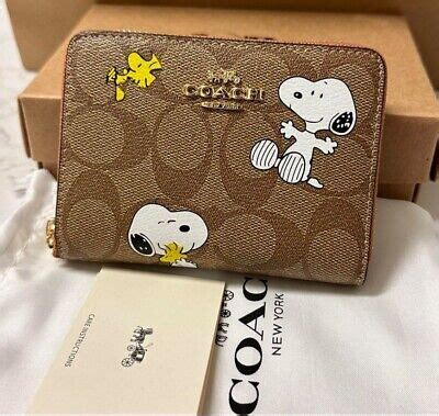 Coach X Peanuts Snoopy Woodstock Print Small Zip Around Wallet