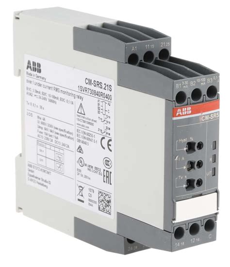 1svr730840r0400 Cm Srs21s Abb Abb Current Monitoring Relay With Dpdt