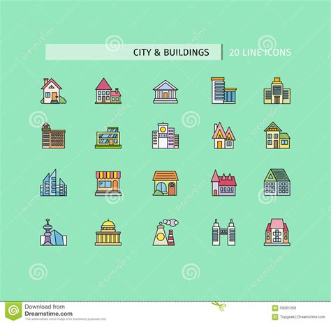 Buildings Icons Set Stock Vector Illustration Of Element 59061269