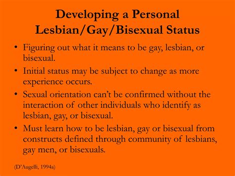 D Augelli S Theory Of Lesbian Gay And Bisexual Development PPTX