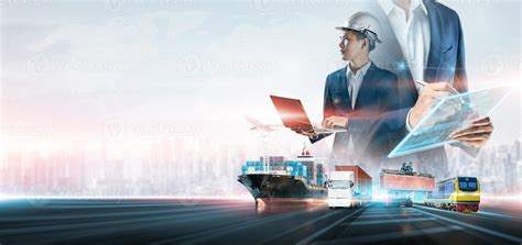 Business and technology digital future of cargo containers logistics