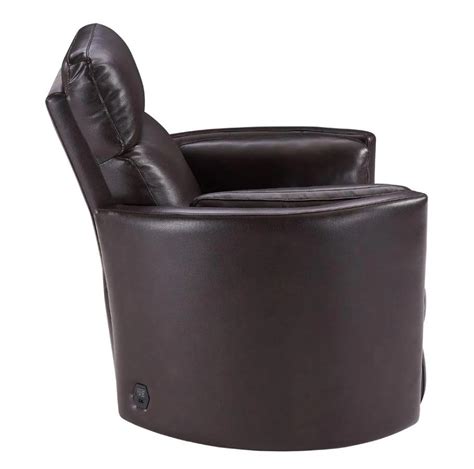 Radius Brown Leather Power Swivel Recliner - hanksfurniture.com