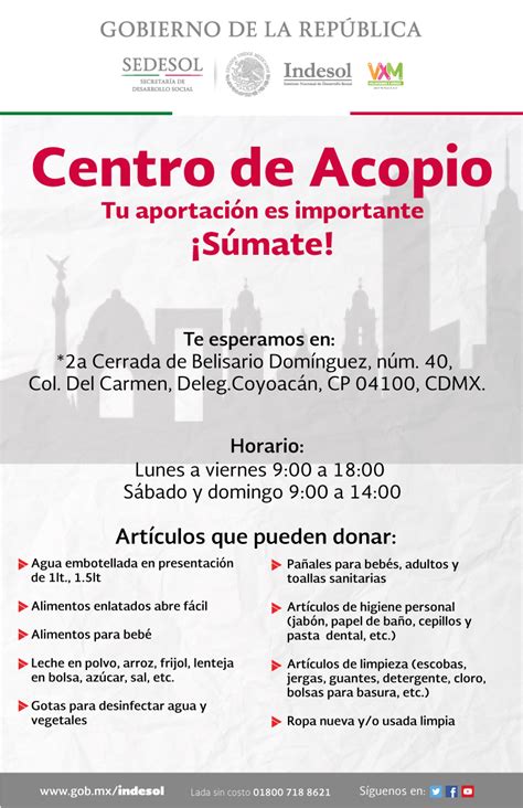 Te Esperamos En Nuestro Centro De Acopio En La Cdmx Instituto