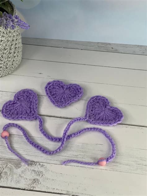 Crochet Heart Bookmarks And Pocket Hearts Etsy