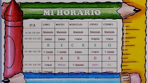 1º Y 2º De Primaria Horarios De 1º De Primaria