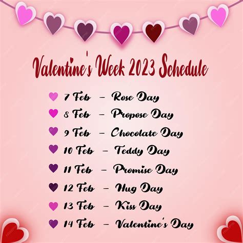 Premium Vector | Valentine's week list template