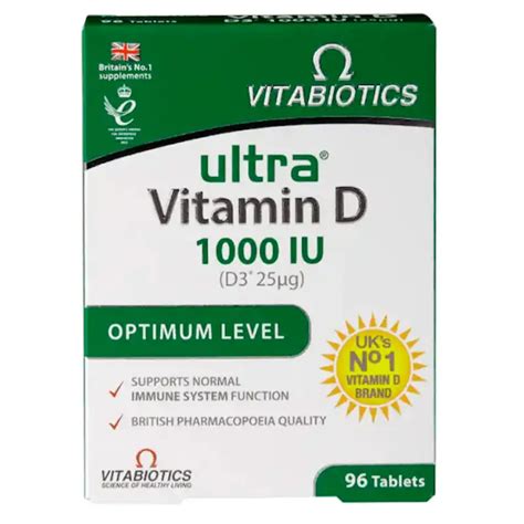 Vitabiotics Ultra Vitamin D 1000 IU Optimum Level 96 Tablets The