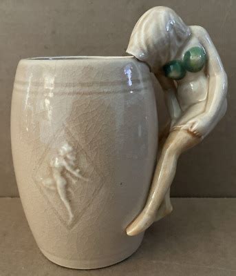 Vintage NUDE LADY Figural Handle Mug Risque Pulling Up Stockings Japan 2 EBay