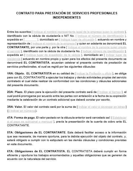 Contrato De Prestación De Servicios Formato Descargable