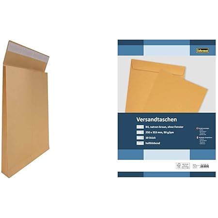 Idena 346096 Faltentasche haftklebend ohne Fenster DIN B4 150 g m²