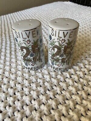 Silver Th Anniversary Salt And Pepper Shakers Ebay