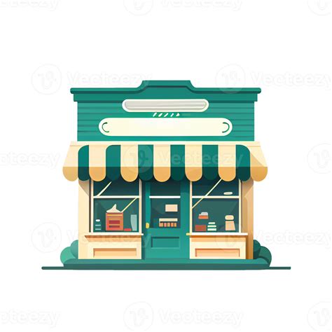 Flat cartoon style shop facade front view. Modern flat storefront or