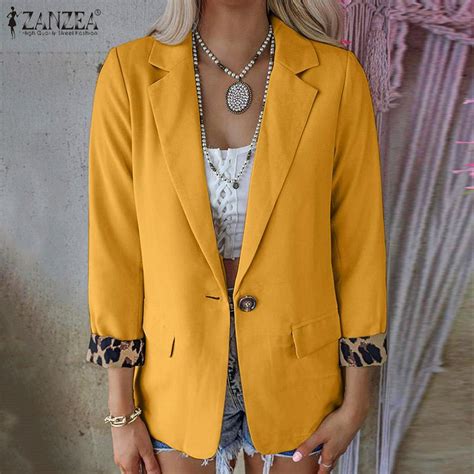 Cheap Zanzea Autumn Spring Women Splicing Print Coats Suit Blazer Joom