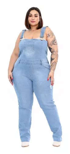 Macac O Jardineira Cl Ssica Jeans Feminina Plus Size Regata