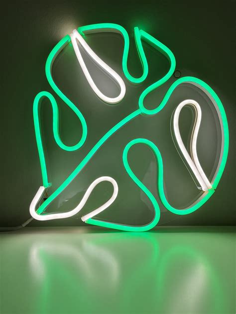 Variegated Monstera 'Alba' Floral Neon LED Wall Art Decoration ...