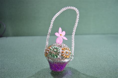 Купить Елочная игрушка "Корзина, корзинка с цветами". стекло. Германия ...