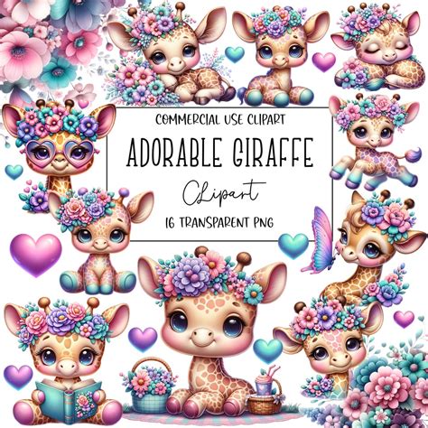 Sweet Giraffe, Giraffe Clipart, Giraffe Png, Clipart Bundle, PNG File ...
