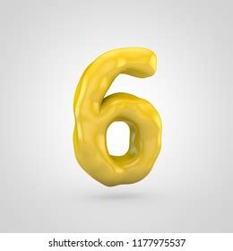 Number Six Numeral Sixth Yellow Glossy Stock Vector Royalty Free