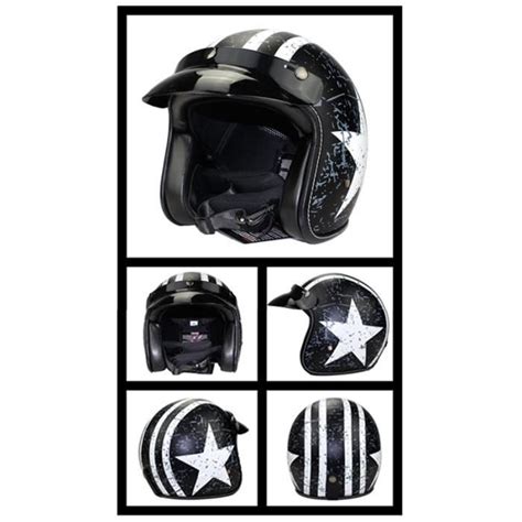 Captain America Casque Moto Unisexe Cinq Toiles Casque Moto Harley De