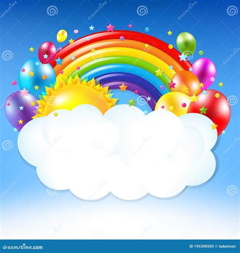 Happy Birthday Banner with Rainbow Stock Vector - Illustration of candy ...