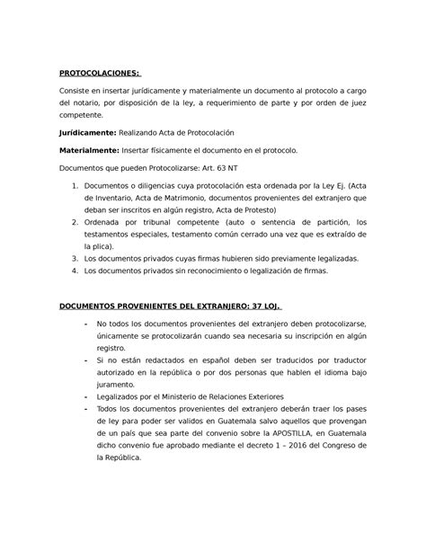 Notariado Tercera Parte PROTOCOLACIONES Consiste En Insertar