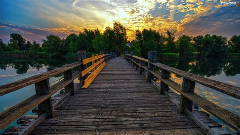 Viewes Bridge Sun Trees West For Desktop Wallpapers X