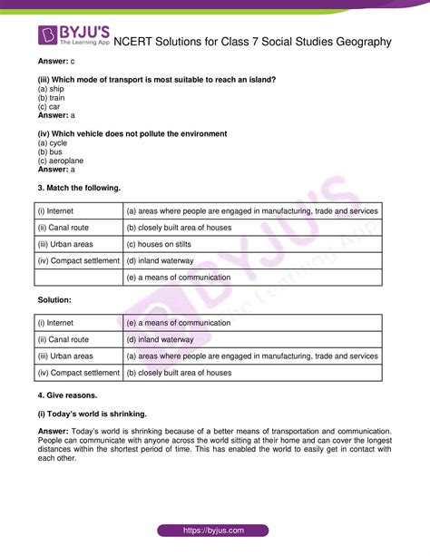 Ncert Solutions For Class 7 Geography Social Science Chapter 7 Human Environment Settlement