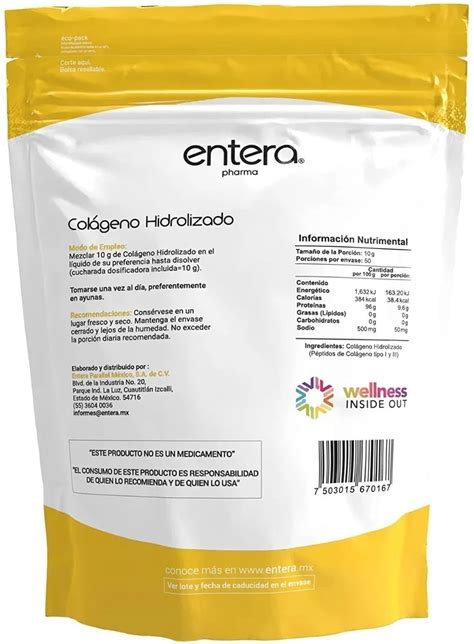 2 Colágeno Hidrolizado Entera Pharma 500g En Polvo Paquete Envío gratis