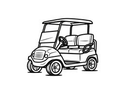 Whimsical Golf Cart Coloring Page - Coloring Page