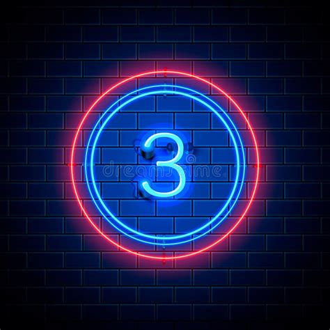 Neon City Font Sign Number 3. Stock Vector - Illustration of glow ...