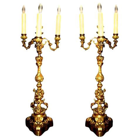 19th C Pair Of Louis XV Gilt Bronze Candlesticks With French Royal